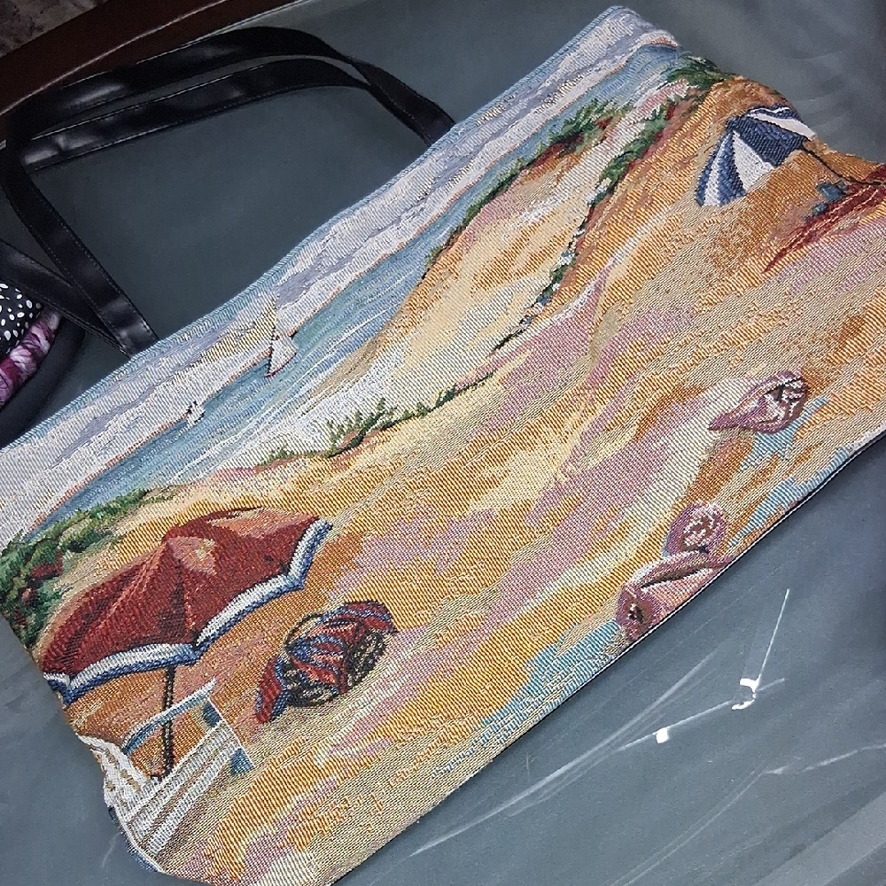 Beach Scene Tapestry Tote Bag